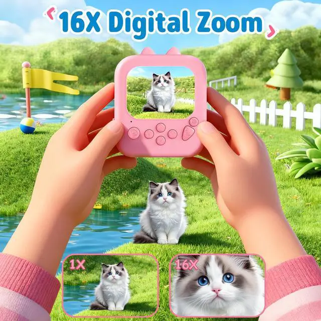 Alt view image 6 of 6 - Kids Camera Instant Print: 1080P Camera for Kids, Pink Cat | Instant Camera, 32G SD Card - Lanyard - Christmas Birthday Gifts for Girls Boys - Portable Toy for 3 4 5 6 7 8 9 10 Years Old