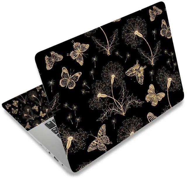 Main image of Laptop Skin Sticker Decal,16.5 17 17.3inch Laptop Netbook PC Notebook Universal Vinyl Reusable Skin Sticker Cover Personalized Art Case Protector, Golden Butterfly