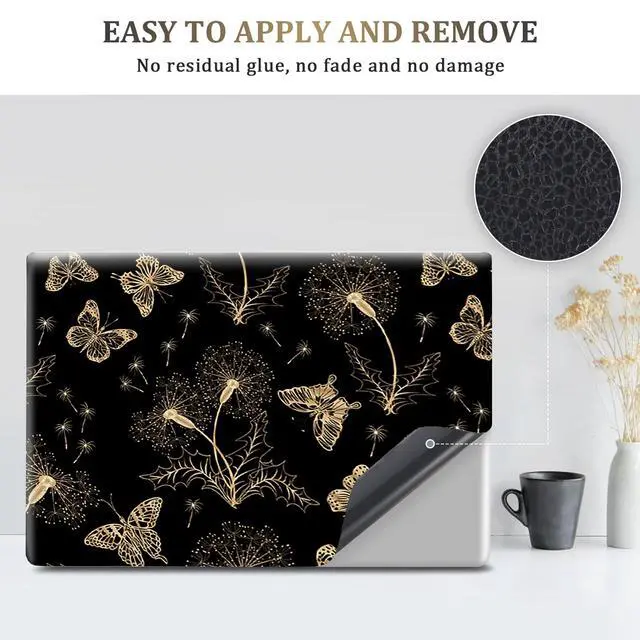 Alt view image 4 of 6 - Laptop Skin Sticker Decal,16.5 17 17.3inch Laptop Netbook PC Notebook Universal Vinyl Reusable Skin Sticker Cover Personalized Art Case Protector, Golden Butterfly