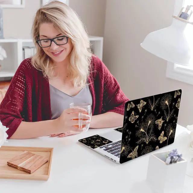 Alt view image 5 of 6 - Laptop Skin Sticker Decal,16.5 17 17.3inch Laptop Netbook PC Notebook Universal Vinyl Reusable Skin Sticker Cover Personalized Art Case Protector, Golden Butterfly