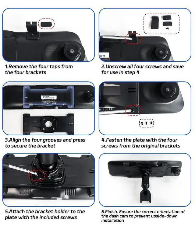 Alt view image 5 of 6 - Bracket for 12 Mirror Dash Cam Rear View Dash Camera Mount(S12/S12 Pro/P12 Pro), Not for P12 Pro Max