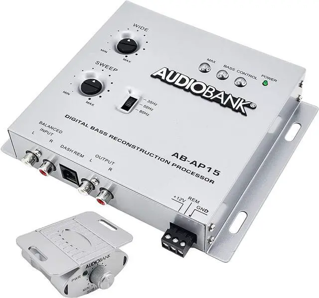 Main image of 1/2 Din Car Audio Digital Bass Processor, Sound Restoration & Crossover for Car Subwoofer with Bass Knob/Input Level: 15V RMS & Output Level: 13.5V Peak