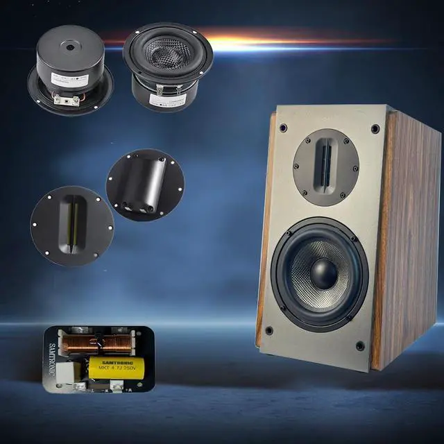 Alt view image 3 of 6 - Passive Bookshelf Speakers, 2-Way Passive Speakers, 5.25" Woofer & 4" Ribbon Tweeter, 60Hz Bass for Home/Office/Theater Pair (Needs Amplifier or Receiver to Operate)