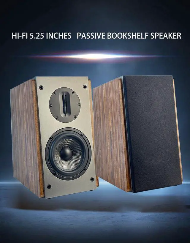 Alt view image 5 of 6 - Passive Bookshelf Speakers, 2-Way Passive Speakers, 5.25" Woofer & 4" Ribbon Tweeter, 60Hz Bass for Home/Office/Theater Pair (Needs Amplifier or Receiver to Operate)