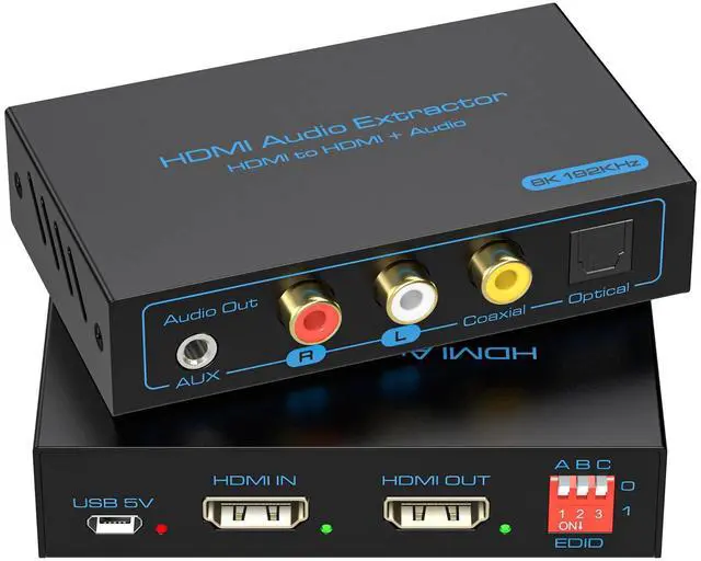 Main image of 8K HDMI 2.1 Audio Extractor 4K120Hz to Optical 3.5mm AUX Adapter Splitter Converter Supports HDCP Digital DTS 5.1 PCM for PS4 PS5 Xbox