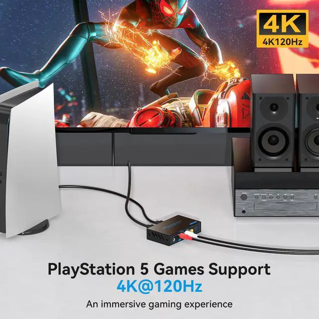 Alt view image 4 of 6 - 8K HDMI 2.1 Audio Extractor 4K120Hz to Optical 3.5mm AUX Adapter Splitter Converter Supports HDCP Digital DTS 5.1 PCM for PS4 PS5 Xbox