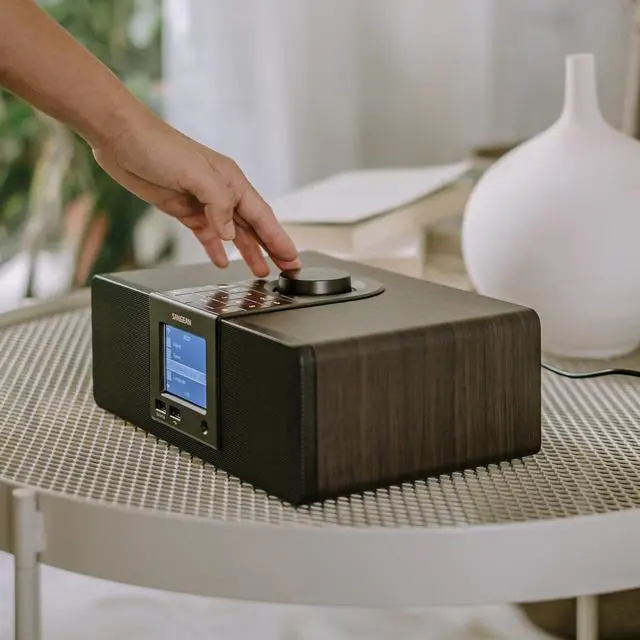 Alt view image 6 of 6 - WFR-32 Internet Radio/AUX/Bluetooth/Smart Local Radio Preference Management/USB Playback and Phone Charging Digital Wooden Cabinet Radio