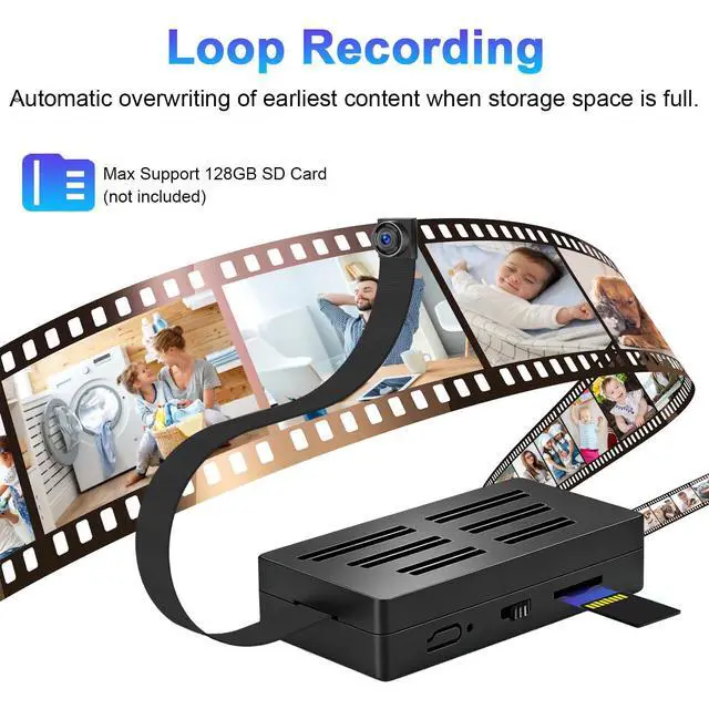 Alt view image 3 of 6 - 1080P DIY Mini Video Security Camera with Motion Detection, Portable Nanny Cam for Home Indoor Outdoor (with 32GB)