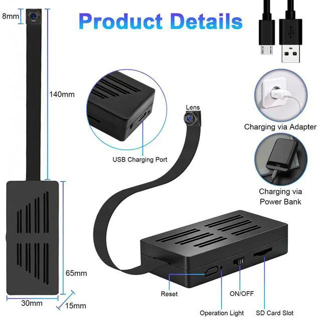 Alt view image 5 of 6 - 1080P DIY Mini Video Security Camera with Motion Detection, Portable Nanny Cam for Home Indoor Outdoor (with 32GB)