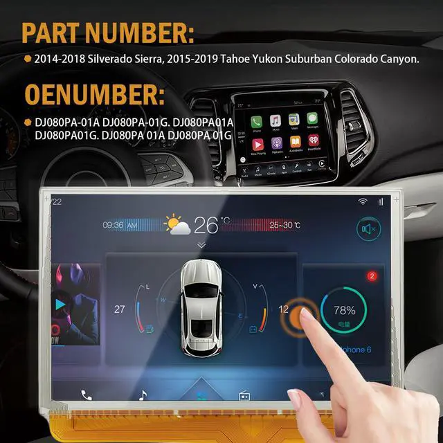 Alt view image 3 of 6 - 8" LCD Touch Screen Digitizer for DJ080PA-01A Chevy GMC Silverado Sierra | Fixes Ghost Touch & Unresponsive Radio, Compatible with 2014-2018 Silverado Sierra Tahoe Yukon, 55-Pin Plug & Play Repair