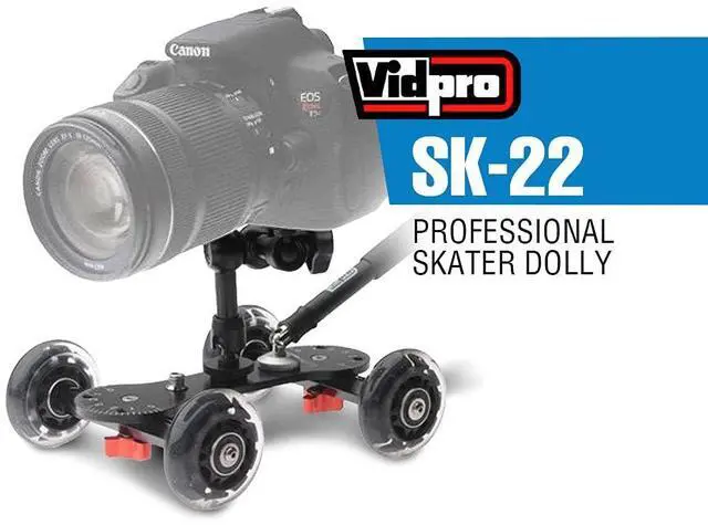 Alt view image 2 of 6 - SK-22 Professional Skater Dolly - Rolling Slider for DLSR Cameras & Camcorders Ideal for Low-Level Shooting & Panning 25 Lbs Capacity Smooth Rubber Wheels 7 Mounting Points & Extendable Handle