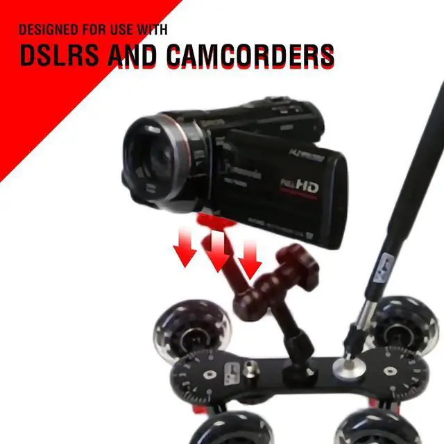 Alt view image 3 of 6 - SK-22 Professional Skater Dolly - Rolling Slider for DLSR Cameras & Camcorders Ideal for Low-Level Shooting & Panning 25 Lbs Capacity Smooth Rubber Wheels 7 Mounting Points & Extendable Handle