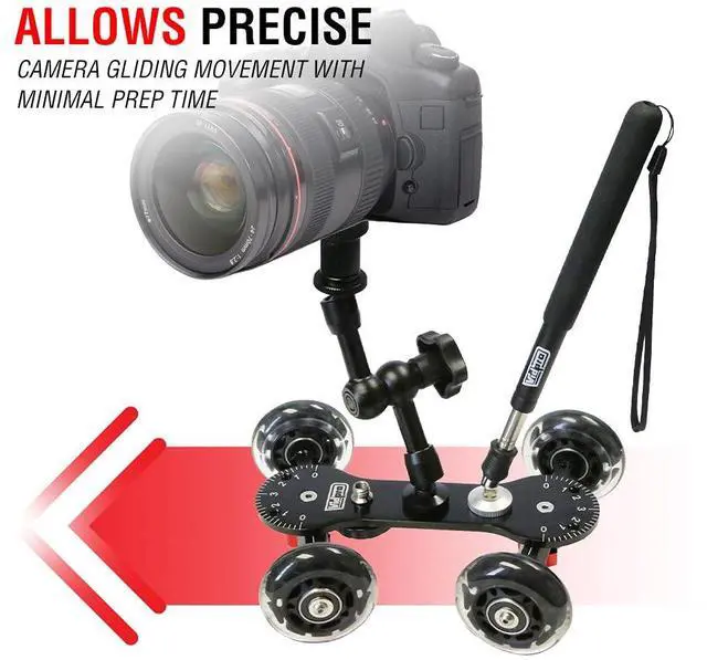 Alt view image 4 of 6 - SK-22 Professional Skater Dolly - Rolling Slider for DLSR Cameras & Camcorders Ideal for Low-Level Shooting & Panning 25 Lbs Capacity Smooth Rubber Wheels 7 Mounting Points & Extendable Handle