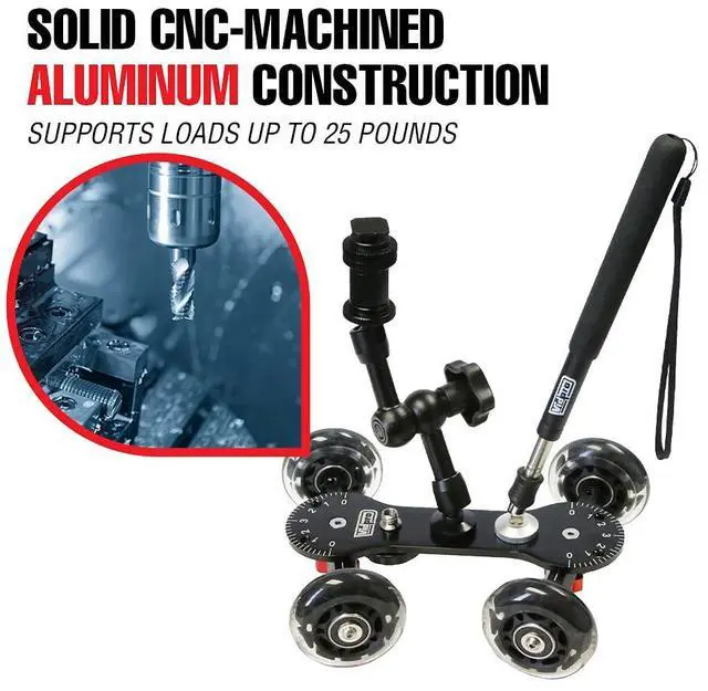 Alt view image 5 of 6 - SK-22 Professional Skater Dolly - Rolling Slider for DLSR Cameras & Camcorders Ideal for Low-Level Shooting & Panning 25 Lbs Capacity Smooth Rubber Wheels 7 Mounting Points & Extendable Handle