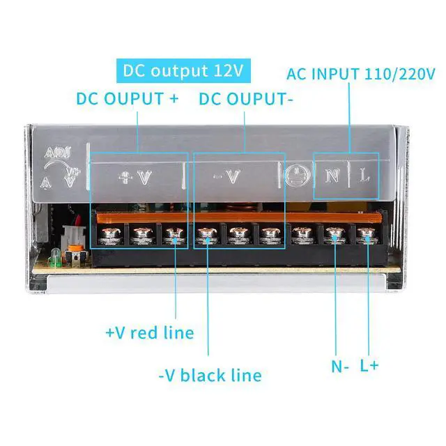 Alt view image 2 of 6 - 12V 30A 360W Power Supply AC 110V/220V to DC 12V Universal Regulated Switching Transformer Adapter Power for CCTV, Computer Project, LED Strip Lights