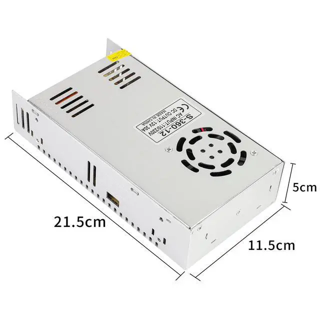 Alt view image 5 of 6 - 12V 30A 360W Power Supply AC 110V/220V to DC 12V Universal Regulated Switching Transformer Adapter Power for CCTV, Computer Project, LED Strip Lights