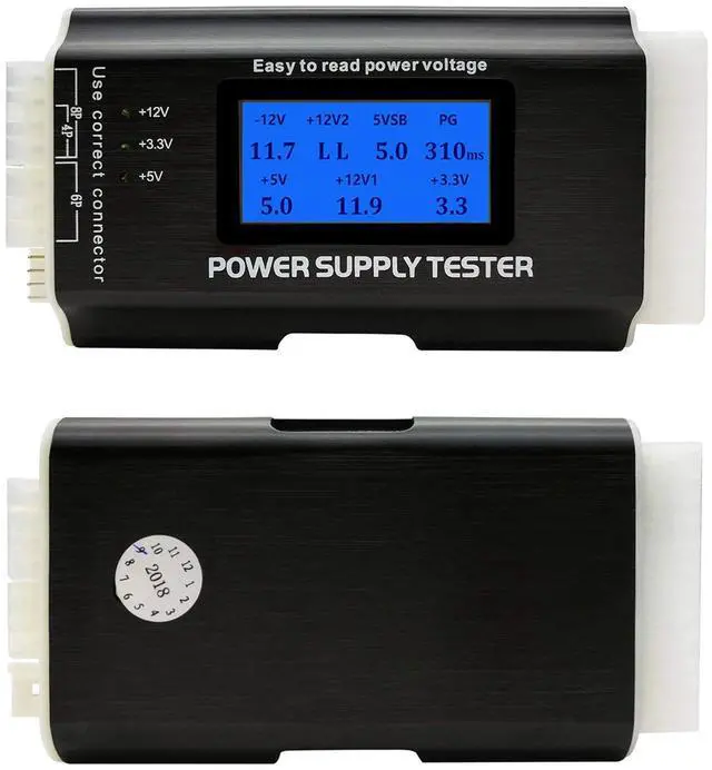 Main image of Computer PC Power Supply Tester | 1.8'' LCD Screen, Aluminum Alloy Enclosure, ATX/ITX/IDE/HDD/SATA/BYI Connectors Power Supply Tester