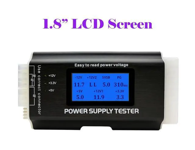 Alt view image 2 of 6 - Computer PC Power Supply Tester | 1.8'' LCD Screen, Aluminum Alloy Enclosure, ATX/ITX/IDE/HDD/SATA/BYI Connectors Power Supply Tester