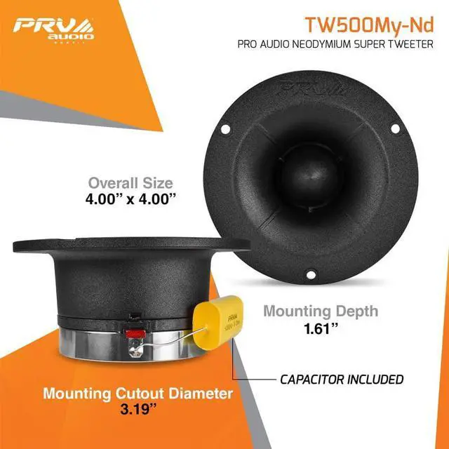 Alt view image 4 of 6 - TW500My-Nd Mylar Neodymium 4" Bullet Super Tweeter 8 Ohm 1.25" VC Pro Audio High Frequency Driver 108dB 150 Watts (Single)