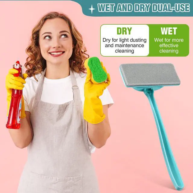 Alt view image 5 of 6 - Window Screen Cleaner Brush, Mesh Window Cleaning Brush Kit (3 Pack) | With Replaceable Heads and Detachable Handle, Wet & Dry Dual Use for Screens, Doors, Patio