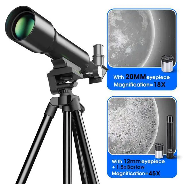 Alt view image 2 of 5 - Telescope Kids 50mm Aperture 360mm AZ Astronomical Portable Telescope for Kids Adults Beginners with Tripod Black