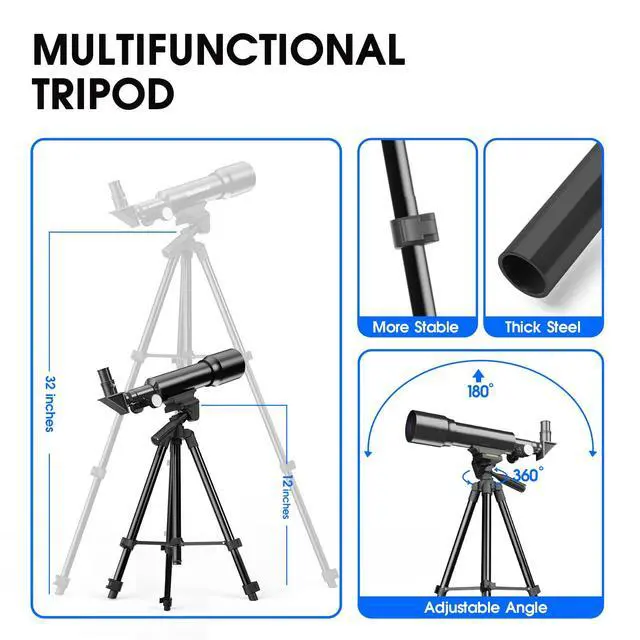 Alt view image 4 of 5 - Telescope Kids 50mm Aperture 360mm AZ Astronomical Portable Telescope for Kids Adults Beginners with Tripod Black