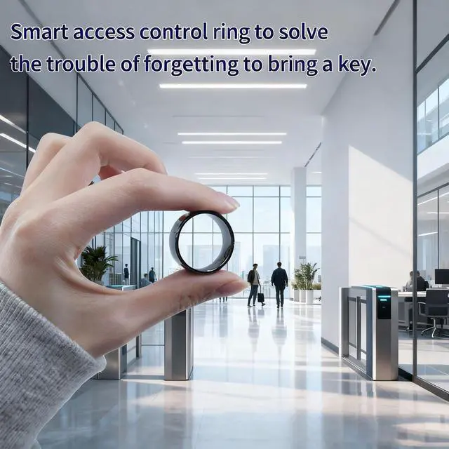 Alt view image 6 of 6 - RFID Rewritable Ring RFID Dual Frequency Ring Black US#6 | RFID Ring, 13.56MHz CUID&125KHz T5577 Access Key Cards in One Ring, Ceramic Smart Finger Ring Wear for Men or Women