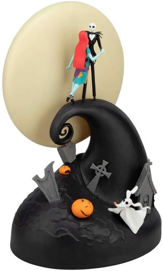 Alt view image 3 of 6 - Nightmare Before Christmas Diorama Light 30cm (11.8") LED Spiral Hill Lamp with Jack & Sally Figurines, USB Powered with Warm & Cool Light Modes, Home Décor for Fans