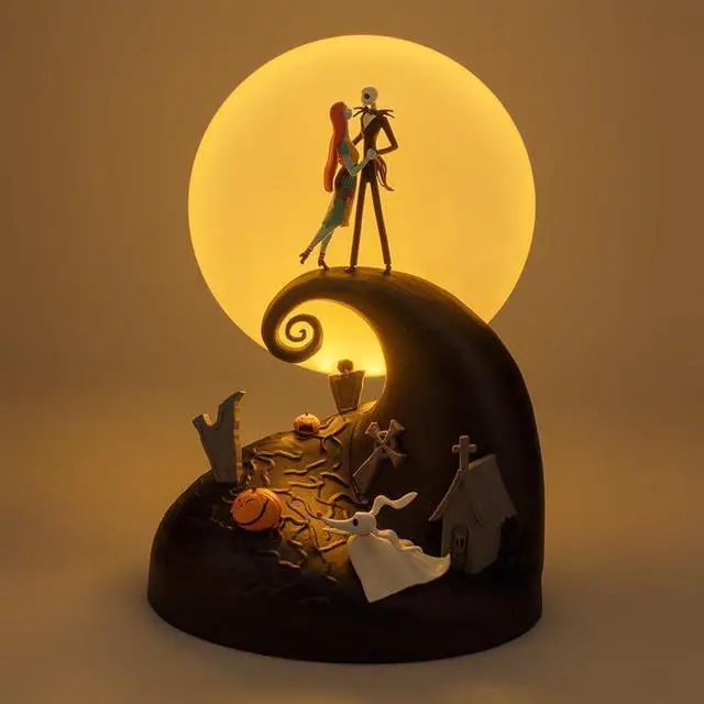 Alt view image 5 of 6 - Nightmare Before Christmas Diorama Light 30cm (11.8") LED Spiral Hill Lamp with Jack & Sally Figurines, USB Powered with Warm & Cool Light Modes, Home Décor for Fans