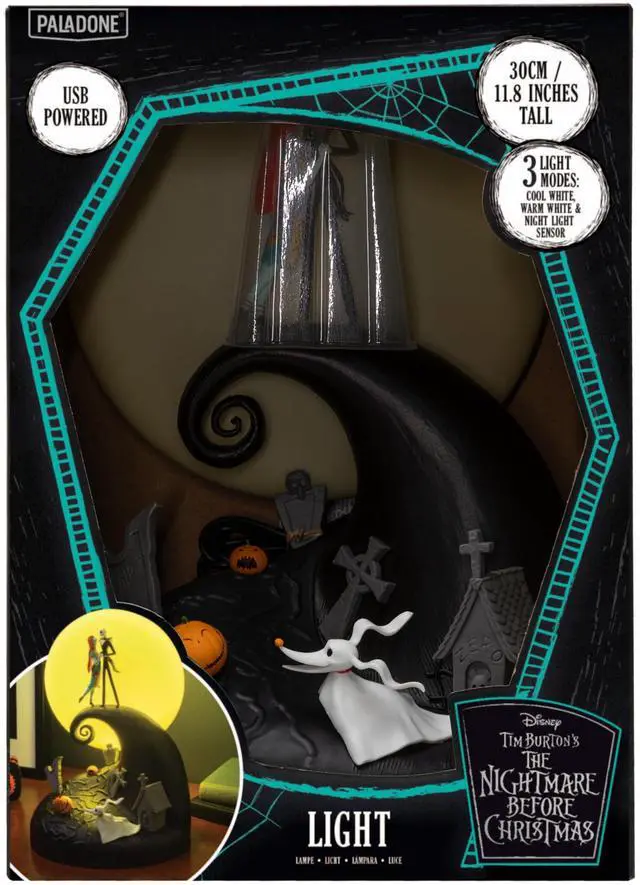 Alt view image 6 of 6 - Nightmare Before Christmas Diorama Light 30cm (11.8") LED Spiral Hill Lamp with Jack & Sally Figurines, USB Powered with Warm & Cool Light Modes, Home Décor for Fans