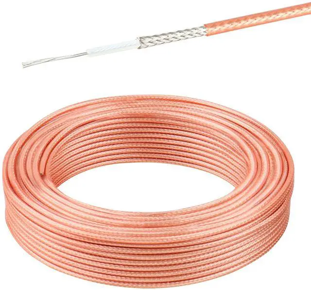 Main image of RG-316 Coax Cable 50 ft, Thin RF Coaxial Cable Flexible Lightweight Low Loss Coaxial Coax Cable, Brown