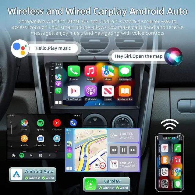 Alt view image 3 of 6 - 2G+64G Car Radio for Mazda CX-7 CX7 CX 7 2007 2008-2014 - Apple Carplay & Android Auto - 9 Inch Android 13 Stereo with WiFi/EQ/GPS + AHD Rear View Camera