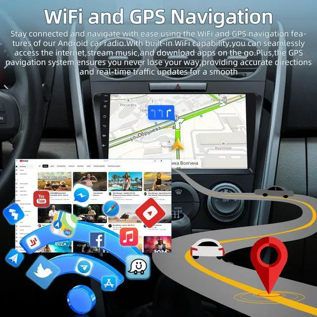 Alt view image 4 of 6 - 2G+64G Car Radio for Mazda CX-7 CX7 CX 7 2007 2008-2014 - Apple Carplay & Android Auto - 9 Inch Android 13 Stereo with WiFi/EQ/GPS + AHD Rear View Camera