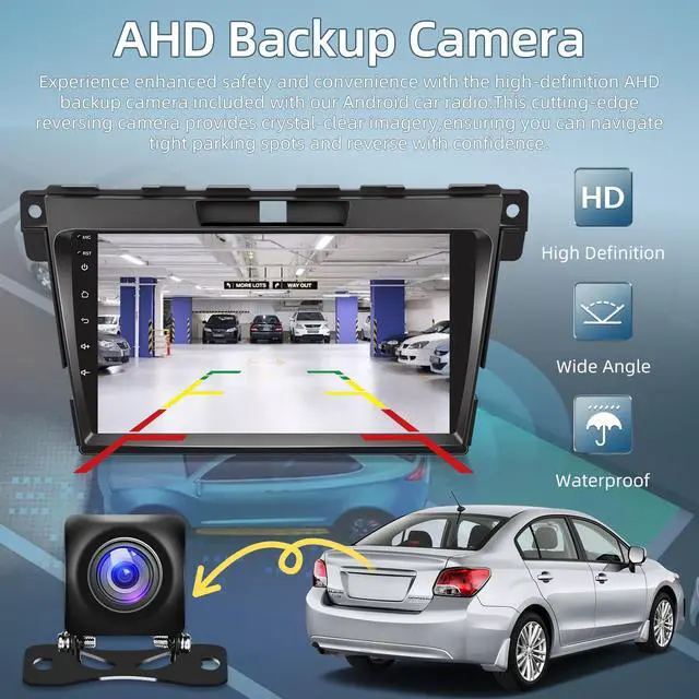 Alt view image 6 of 6 - 2G+64G Car Radio for Mazda CX-7 CX7 CX 7 2007 2008-2014 - Apple Carplay & Android Auto - 9 Inch Android 13 Stereo with WiFi/EQ/GPS + AHD Rear View Camera