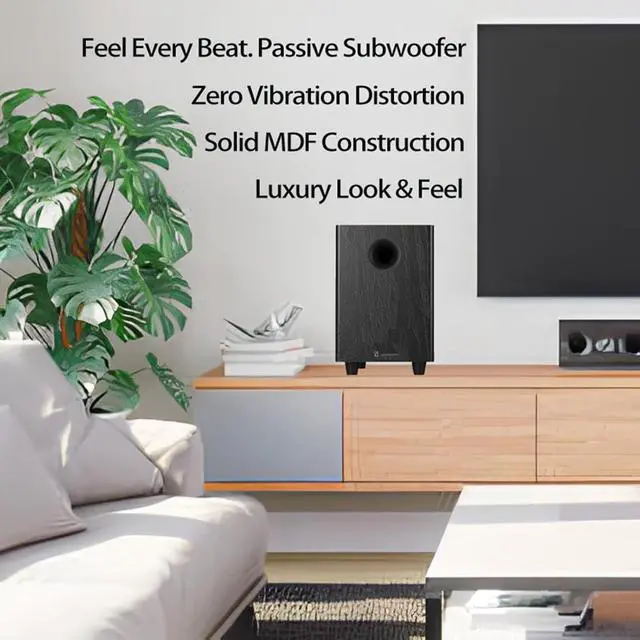 Alt view image 3 of 6 - Audio Fantasy 6.5 Inch Passive Subwoofer, 100W RMS Deep Bass, 150W Peak, 4 Ohm Home Theater Speaker, MDF Wood Cabinet with Anti-Shock Base for Studio & Party, SUB65 Black