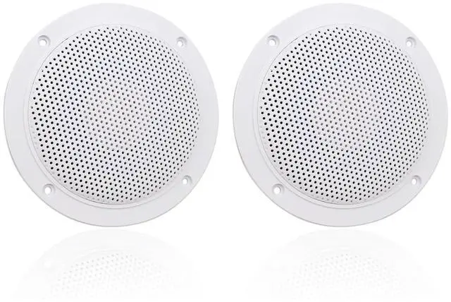 Main image of 4 Inches Waterproof Marine Ceiling Speakers with 160 Watts Power, Handling for Kitchen Bathroom Boat Car RV Camper Motorcycle Cloth Surround and Low Profile Design - 1 Pair (White)