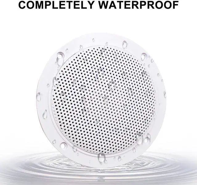 Alt view image 4 of 5 - 4 Inches Waterproof Marine Ceiling Speakers with 160 Watts Power, Handling for Kitchen Bathroom Boat Car RV Camper Motorcycle Cloth Surround and Low Profile Design - 1 Pair (White)
