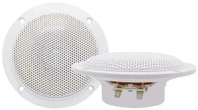 Alt view image 5 of 5 - 4 Inches Waterproof Marine Ceiling Speakers with 160 Watts Power, Handling for Kitchen Bathroom Boat Car RV Camper Motorcycle Cloth Surround and Low Profile Design - 1 Pair (White)