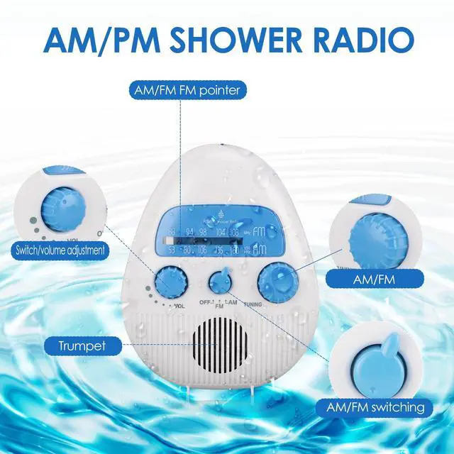 Alt view image 3 of 6 - Shower Radio Built in Speaker, Hanging Bathroom Radio with Rotating Knob for Easy Tuning and Volume Control. | Bathroom Radio, Rotating Knob, Easy Tuning, Volume Control