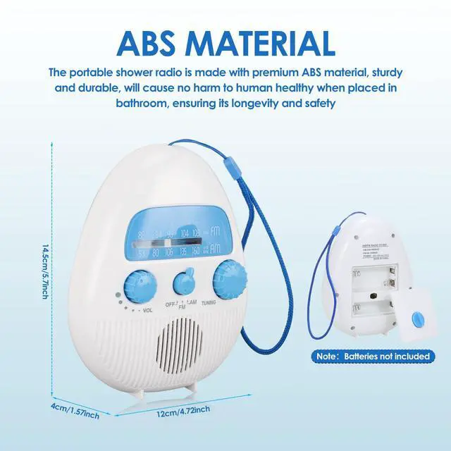Alt view image 5 of 6 - Shower Radio Built in Speaker, Hanging Bathroom Radio with Rotating Knob for Easy Tuning and Volume Control. | Bathroom Radio, Rotating Knob, Easy Tuning, Volume Control