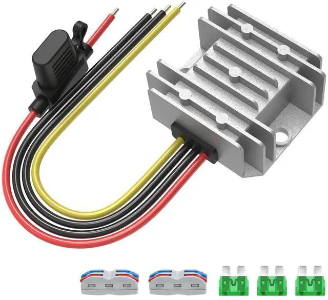 Main image of 12V 10A 120W DC to DC Converter, 17-65V to 12V Voltage Reducer | 12V Step Down Converter, Waterproof Aluminum Case, Fuse Holder & 14AWG Wire for Golf Carts, Trucks, Vehicles, DIY