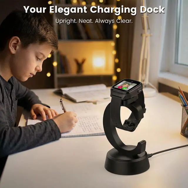 Alt view image 5 of 6 - Charger Compatible with Cosmo Jr Track 5 4 3 Watch | Anti-Slip Charging Stand Dock with 3.35Ft USB Cable Cord, Smartwatch Accessories