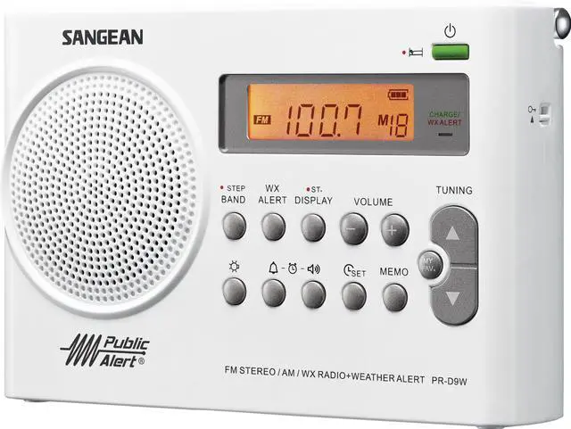 Main image of PR-D9W Portable AM/FM/NOAA Alert Radio with Built-in Battery Charger, White