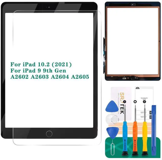 Main image of for iPad 9th Gen Generation Touch Screen for iPad 9 A2602 Screen Replacement for iPad 10.2 2021 Digitizer A2603 A2604 A2605 Glass Sensor Panel (with Home Button) (Black)