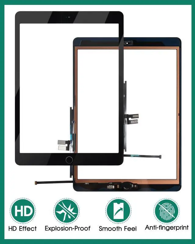 Alt view image 3 of 6 - for iPad 9th Gen Generation Touch Screen for iPad 9 A2602 Screen Replacement for iPad 10.2 2021 Digitizer A2603 A2604 A2605 Glass Sensor Panel (with Home Button) (Black)