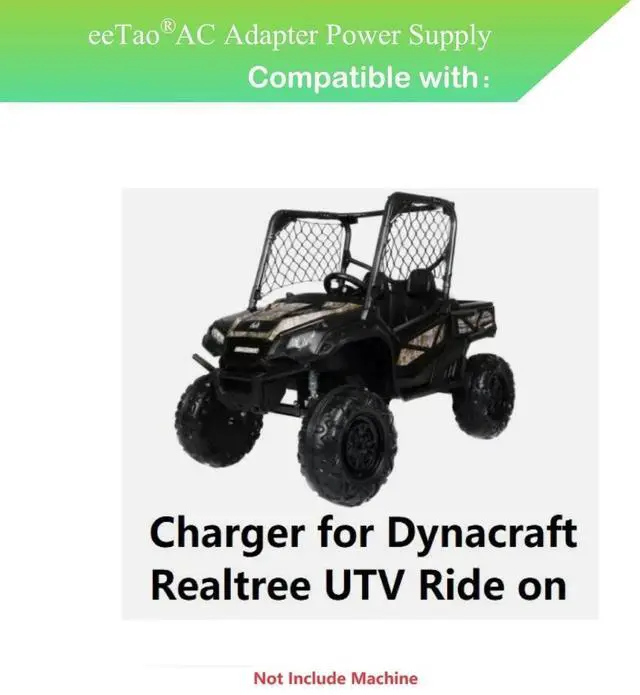 Alt view image 2 of 6 - 24V Charger for Dynacraft Realtree UTV Ride on 4x4 Real Tree Buggy Dyna | 24VDC AC/DC Adapter 24.0V 24 Volts Power Supply Cord Cable PS Wall Home Battery Charger