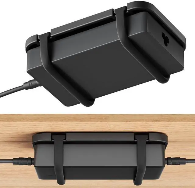 Main image of Upgraded Laptop Charger Holder,Adjustable Silicone Strap Power Brick Organizer With Heat Dissipation,Under Desk Cable Management Mount For Most Power Adapters,Chargers, Included Screws & Adhesive