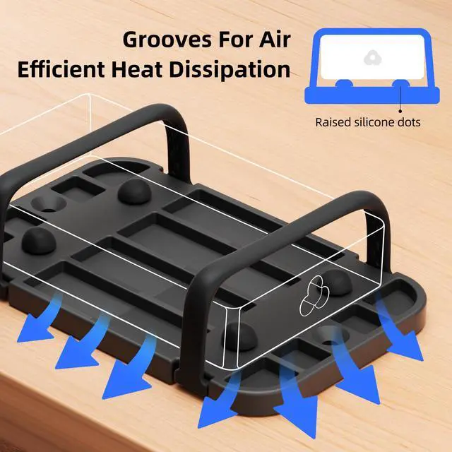 Alt view image 5 of 6 - Upgraded Laptop Charger Holder,Adjustable Silicone Strap Power Brick Organizer With Heat Dissipation,Under Desk Cable Management Mount For Most Power Adapters,Chargers, Included Screws & Adhesive