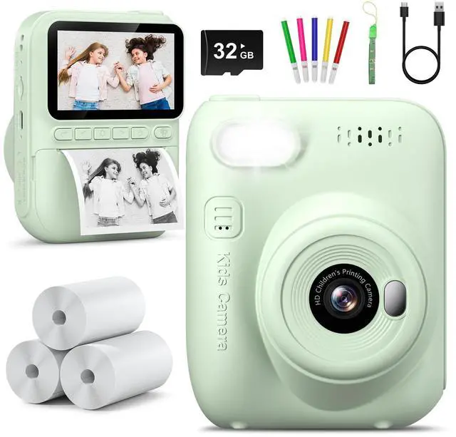 Main image of Kids Camera Instant Print | Birthday Graduation Gifts for Kids Age 3 4 5 6 7 8 9 | Toddler Portable Travel Print Digital Camera Outdoor Toy for 3-12 Boys Girls (Green)