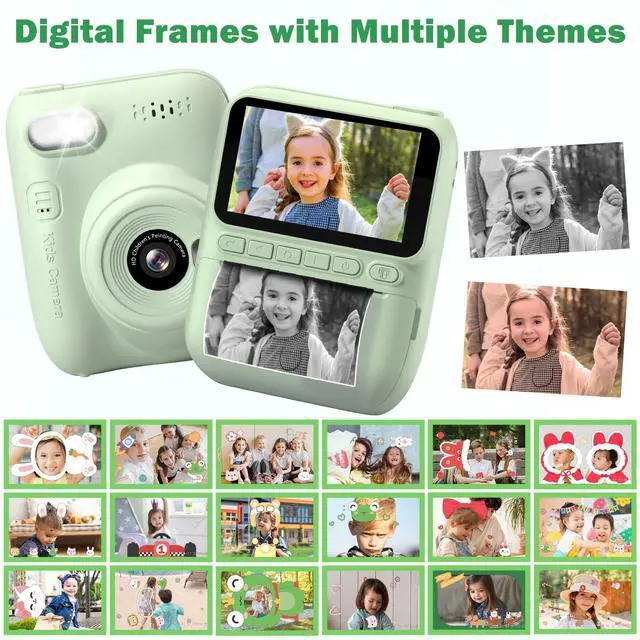 Alt view image 5 of 6 - Kids Camera Instant Print | Birthday Graduation Gifts for Kids Age 3 4 5 6 7 8 9 | Toddler Portable Travel Print Digital Camera Outdoor Toy for 3-12 Boys Girls (Green)